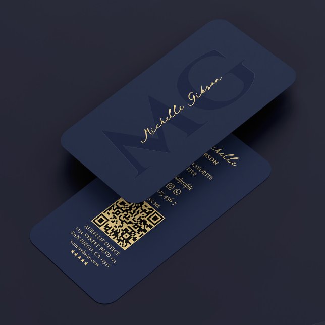 Elegantes Berufliches Dunkles Navy Modernes Monogr Visitenkarte (Elegant Professional Dark Navy Modern Monogram Business Card
)