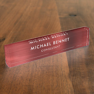 Elegantes Berufliches Geschäft mit Red Metallic Namensplakette