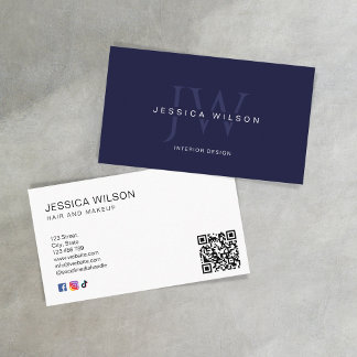 Elegantes Berufliches, modernes QR-Codemonogramm Visitenkarte