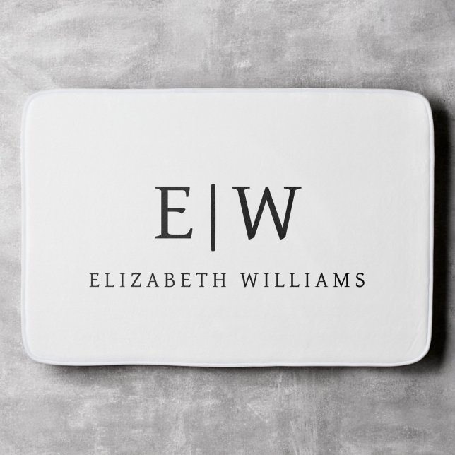 Elegantes Berufliches Monogramm Minimalistisch Badematte (Von Creator hochgeladen)