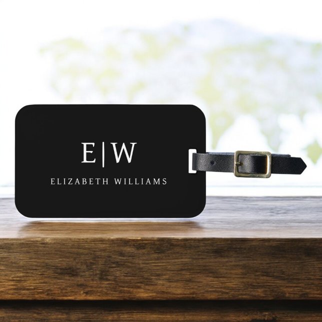 Elegantes Berufliches Monogramm Minimalistisch Gepäckanhänger (Von Creator hochgeladen)