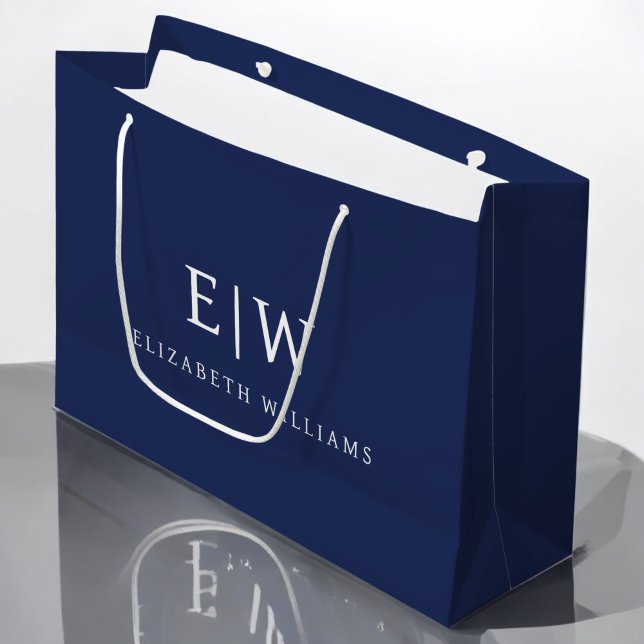 Elegantes Berufliches Monogramm Minimalistisch Große Geschenktüte (Von Creator hochgeladen)