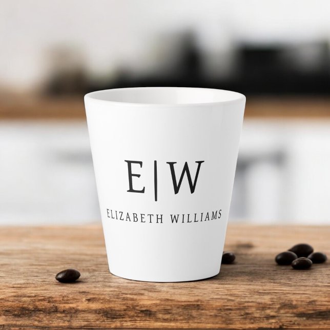 Elegantes Berufliches Monogramm Minimalistisch Milchtasse (Von Creator hochgeladen)