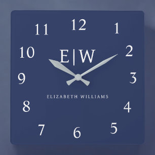 Elegantes Berufliches Monogramm Minimalistisch Quadratische Wanduhr
