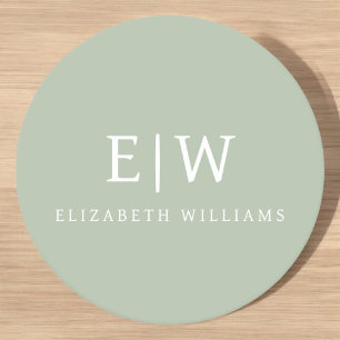 Elegantes Berufliches Monogramm Minimalistisch Runder Pappuntersetzer
