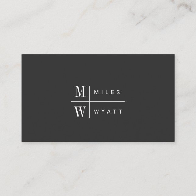 Elegantes Berufliches Monogramm Minimalistisch Visitenkarte (Vorderseite)