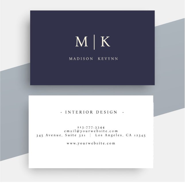 Elegantes Berufliches Monogramm Minimalistisch Visitenkarte (Von Creator hochgeladen)