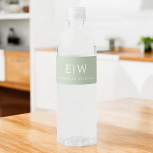 Elegantes Berufliches Monogramm Minimalistisch Wasserflaschenetikett
