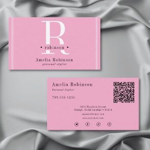 Elegantes Berufliches Monogramm Rosa Schwarz & Wei Visitenkarte