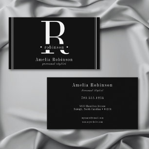 Elegantes Berufliches Monogramm Schwarz & Weiß Visitenkarte