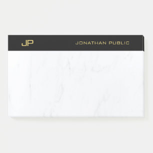 Elegantes Berufliches Monogramm Schwarzes Gold Ein Post-it Klebezettel