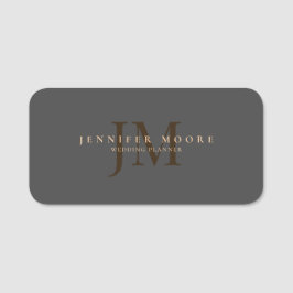 Elegantes Berufliches Schlicht Gray Gold Namensschild