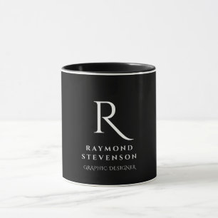 Elegantes Berufliches Schwarz-weißes Mit Monogramm Tasse