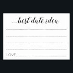 Elegantes Best Date Tischnummer<br><div class="desc">Diese eleganten Best Date Idea-Karten sind der ideale Weg,  um den Neuvermählten eine Date-Nacht-Idee zu bieten. Dieses Design kombiniert moderne kalligraphische Schrift- und Blockstipps mit Schriftart. Teil der Sammlung Alejandra.</div>