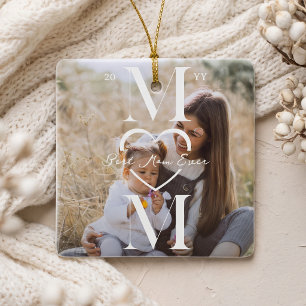 Elegantes Best Mom Ever Foto Weihnachtsandenken Keramikornament