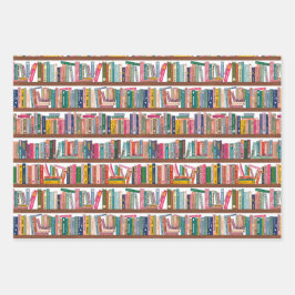 Elegantes Bibliotheksmuster-Papier Geschenkpapier Set