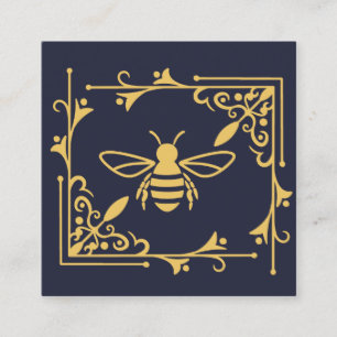 Elegantes Bienenlogo Bienenzucht Navy Blue Quadratische Visitenkarte