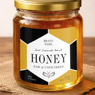 Elegantes Bienenstock-Natur-Rohhonig-Produktlabel Quadratischer Aufkleber