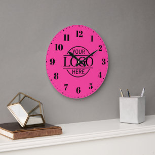 Elegantes Bight Pink Markenunternehmen Geschäftslo Große Wanduhr