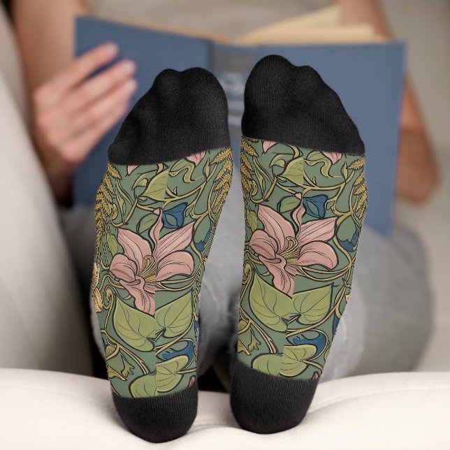 Elegantes biophiles Blumenmuster Socken (Unterseite)