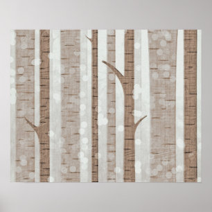 Elegantes Birch Trees Forest Acryllic Artwork   Poster