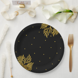 Elegantes Birthday Gold Foliage Party Pappteller