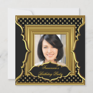 Elegantes Birthday Party Foto Black Gold Einladung