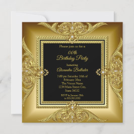 Elegantes Birthday Party Foto Black Gold Frame Einladung