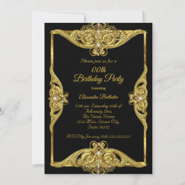 Elegantes Birthday Party Foto Gold Frame Black Einladung