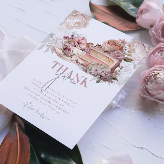 Elegantes Birthday Tea Party Dankeskarte (Von Creator hochgeladen)