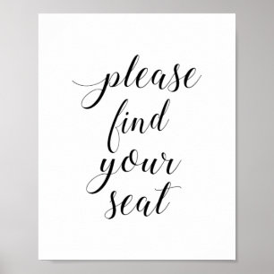 Elegantes Bitte finden Sie Ihren Platz Hochzeitssc Poster