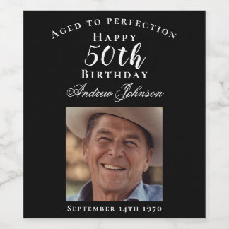 Elegantes Black 50 Birthday Aged to Perfection Fot Weinetikett