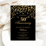 Elegantes Black and Gold 50 Jahre Hochzeit Einladung<br><div class="desc">Feiern Sie ein Leben voller Liebe und Engagement im Stil mit unserer eleganten Black and Gold 50. Wedding Anniversary Einladung - eine zeitlose Hommage an 50 Jahre geschätzte Erinnerungen und anhaltende Hingabe. Die elegante Einladung strahlt Eleganz aus, mit klassischem schwarzem Hintergrund mit goldenen Akzenten und zarten Konfetti-Details. Die Kombination dieser...</div>