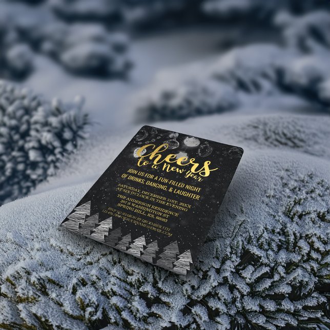 Elegantes Black and Gold-Cheers Silvester-Party Einladung (Von Creator hochgeladen)