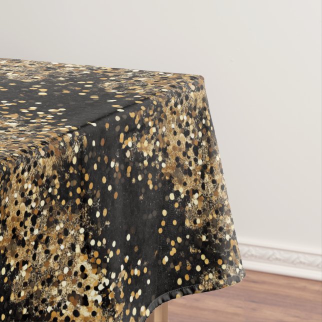 Elegantes Black and Gold Confetti Glitzer Party Tischdecke (Beispiel)