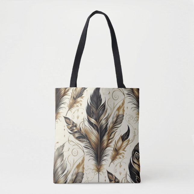 Elegantes Black and Gold Feather Design (Vorderseite)