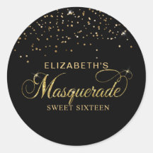 Elegantes Black and Gold Glitzer Masquerade Party