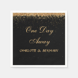 Elegantes Black and Gold Glitzer Probe Dinner Serviette