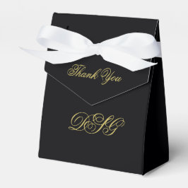 Elegantes Black and Gold Heart Wedding Vielen Dank Geschenkschachtel