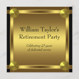 Elegantes Black and Gold Mans Retirement Party Einladung