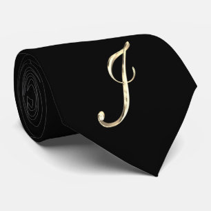 Elegantes Black and Gold Monogram J Stilvoll Krawatte
