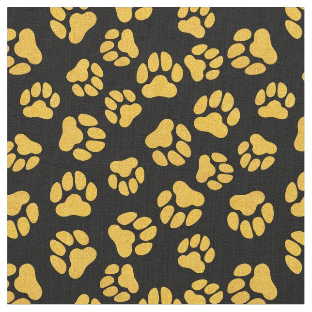 Elegantes Black and Gold Paw Print Fabric von Yard Stoff (Nahaufnahme)