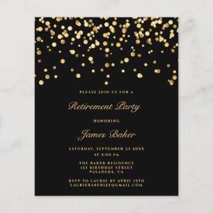 Elegantes Black and Gold Script Retirement Party