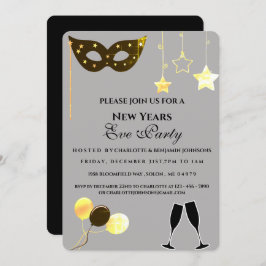 Elegantes Black and Gold Silvester Party Einladung