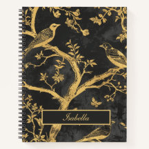 Elegantes Black and Gold Spiral Notebook