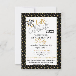 Elegantes Black and Gold Stars Silvester Party
