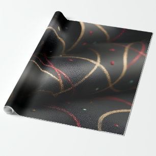 Elegantes Black and Gold Swirl Wrapping Paper Lu Geschenkpapier