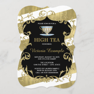 Elegantes Black and Gold Tea Party Einladung