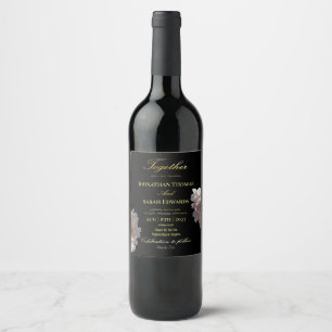 Elegantes Black and Gold Wedding Beverage Label Se Weinetikett