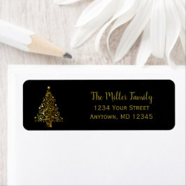 Elegantes Black and Gold Weihnachtsbaum Address La